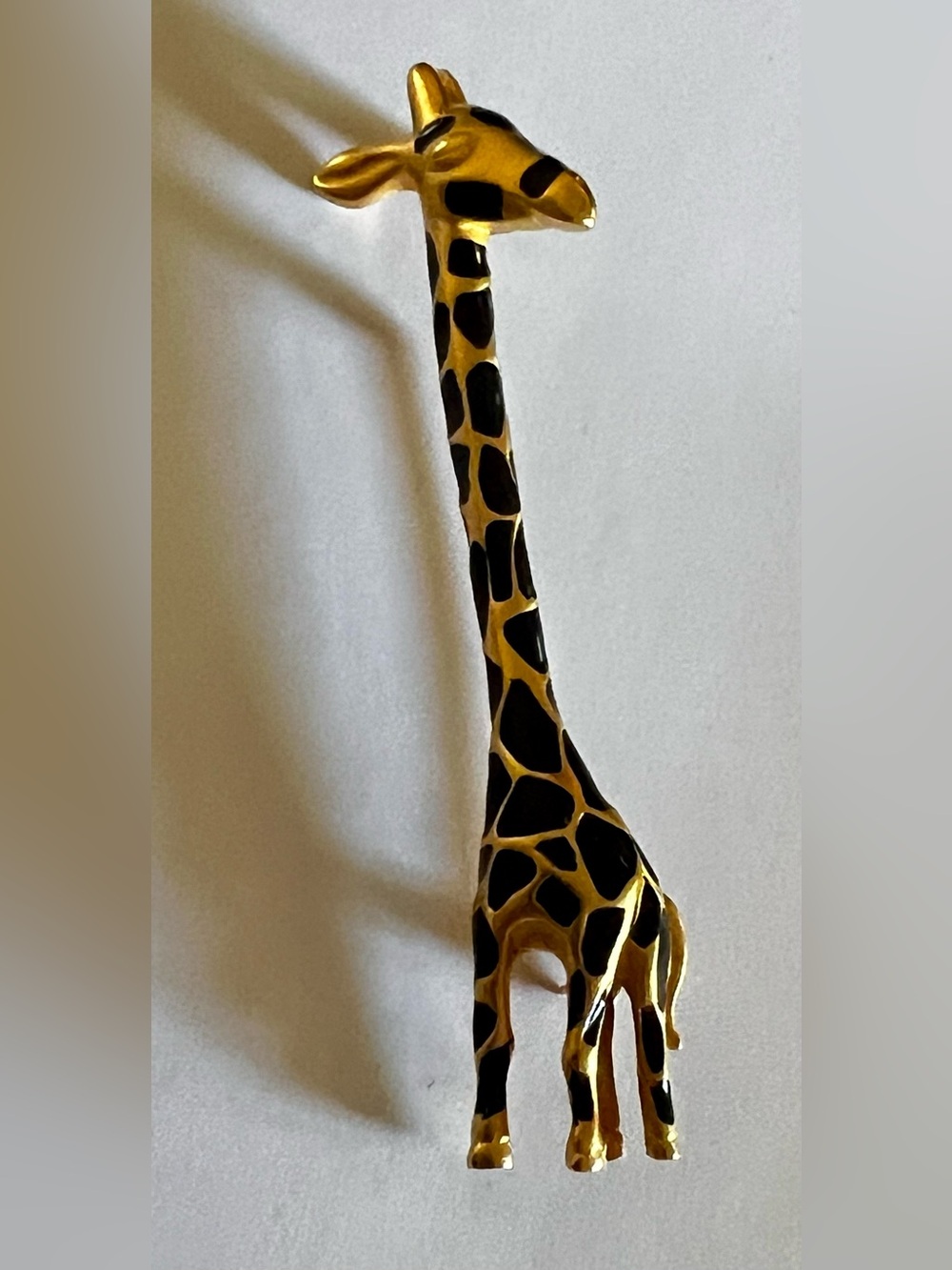Vintage Carolee Signed Gold With Black Enamel Giraffe Brooch Pin 4.17"
